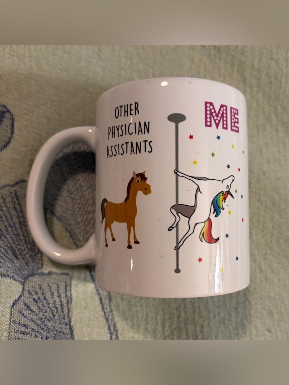 Funny Physician Assistant Coffee Mug Unicorn Pole Dancing Horse PA Gift